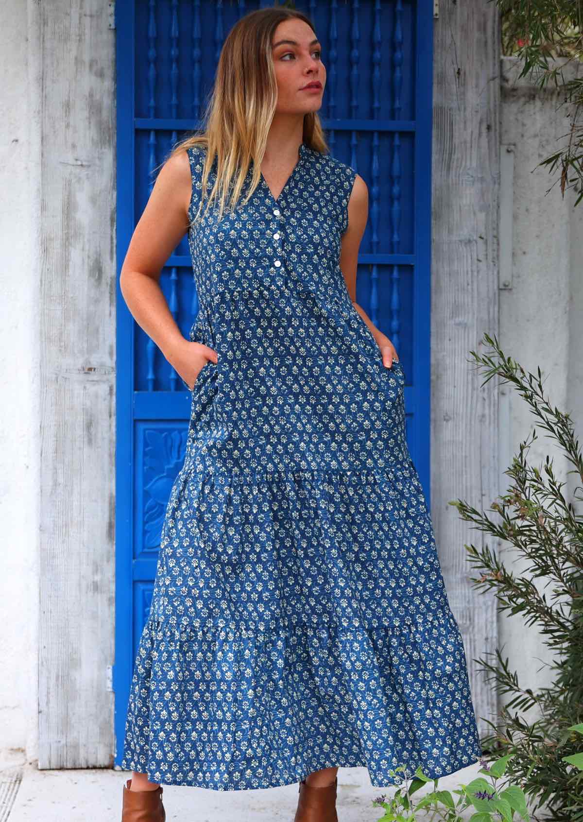 Boho Tiered Maxi Dress Bluebell - Ysert