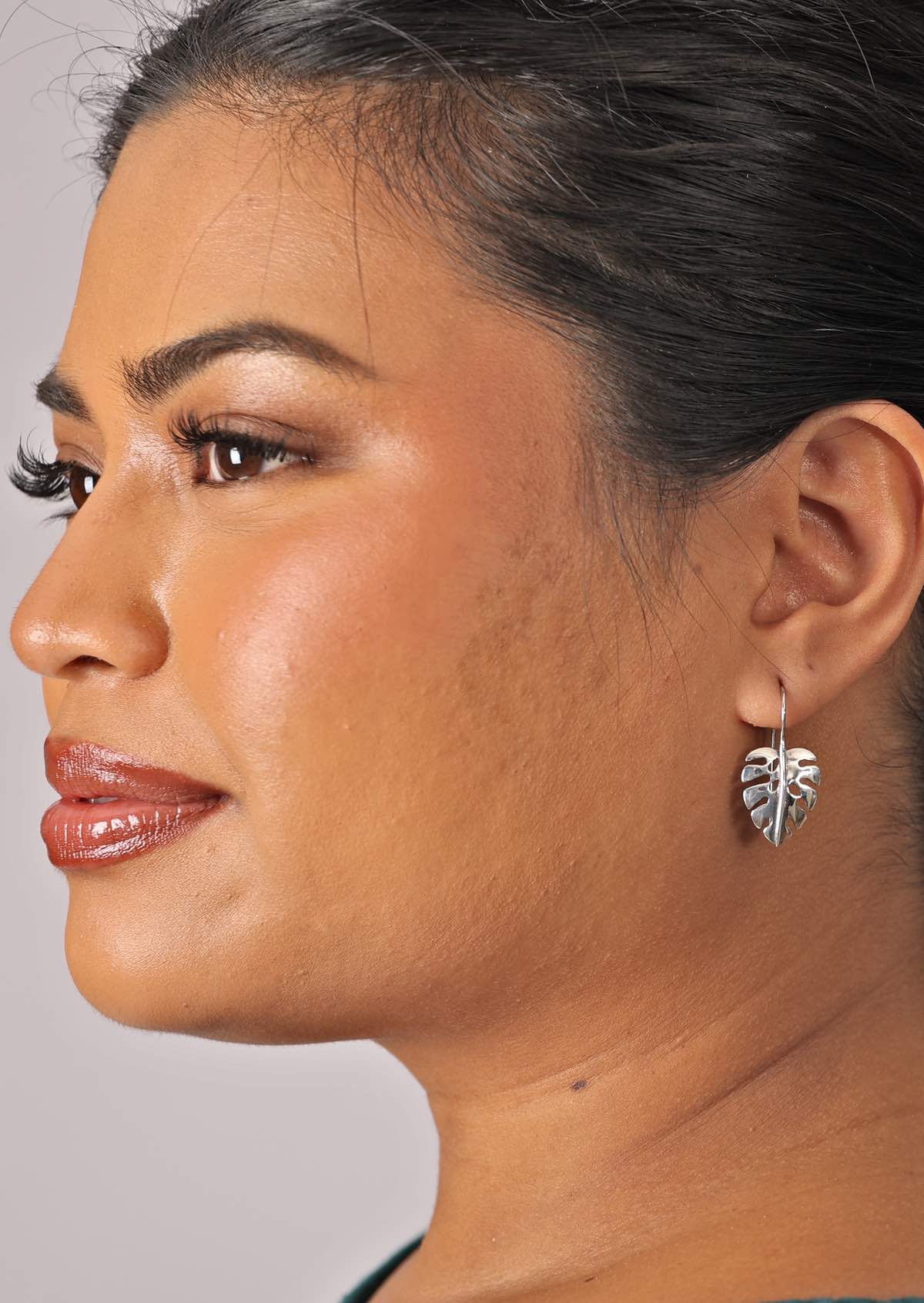 Monstera Leaf Silver Hook Earrings - Ysert