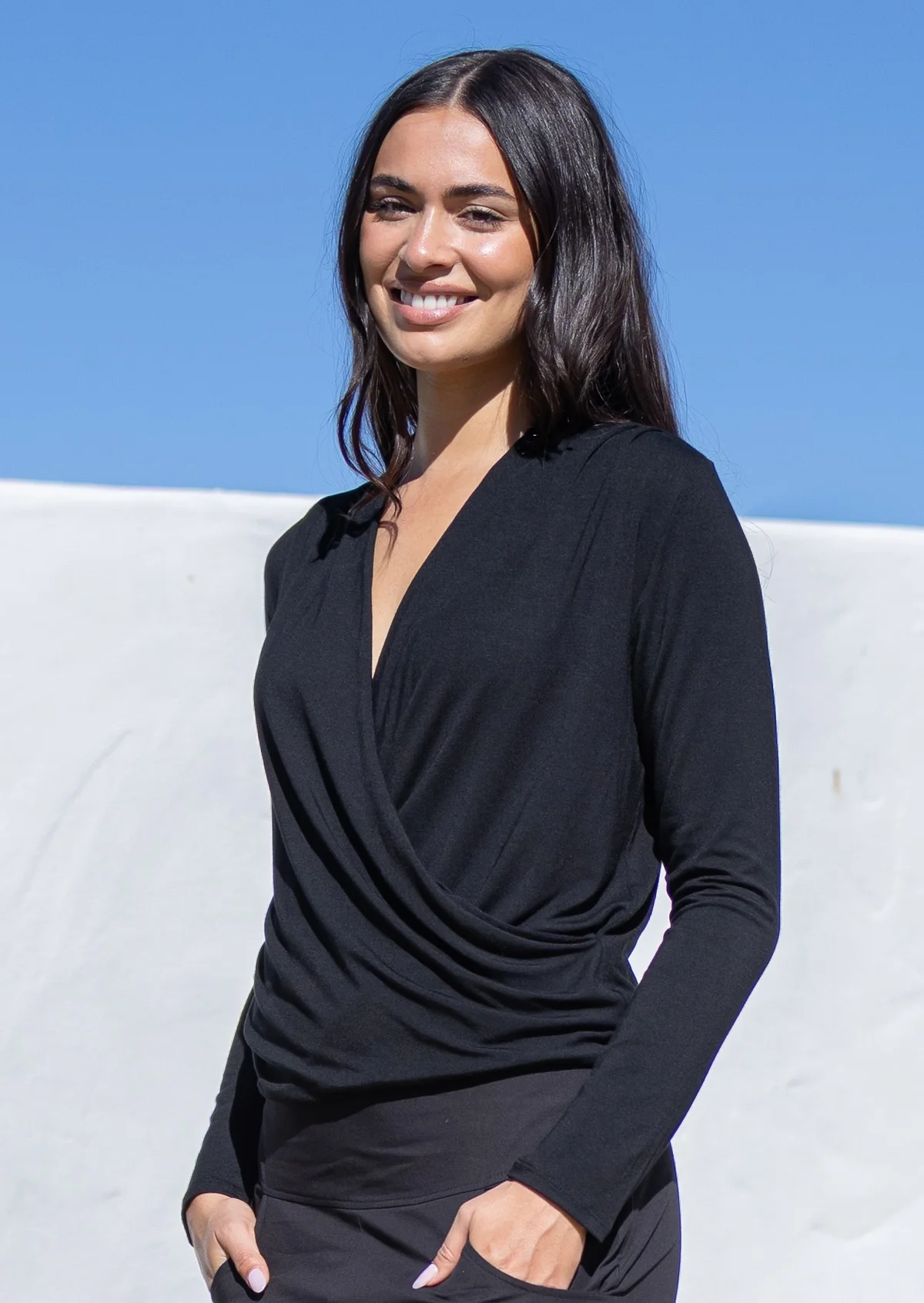 False Wrap Top Black - Ysert