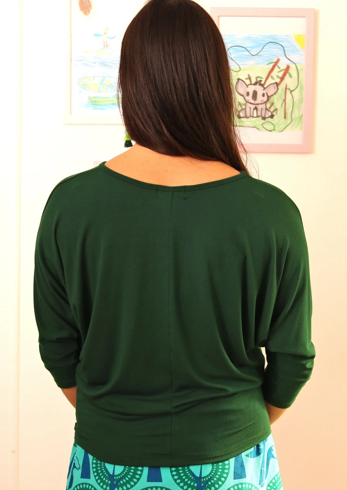 3/4 Sleeve Batwing Top Forest Green - Ysert