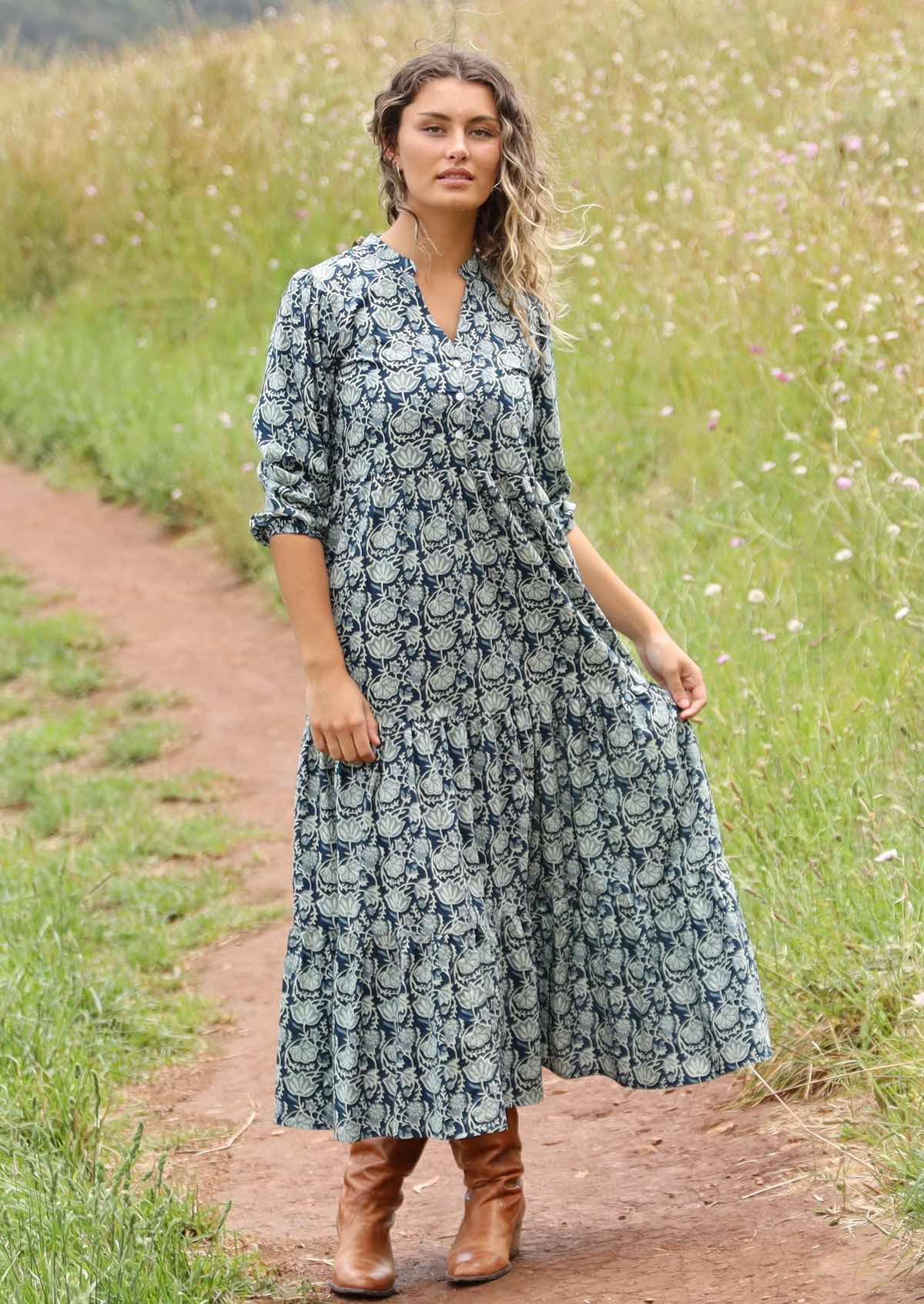 Indigo Tiered Maxi Dress - Ysert