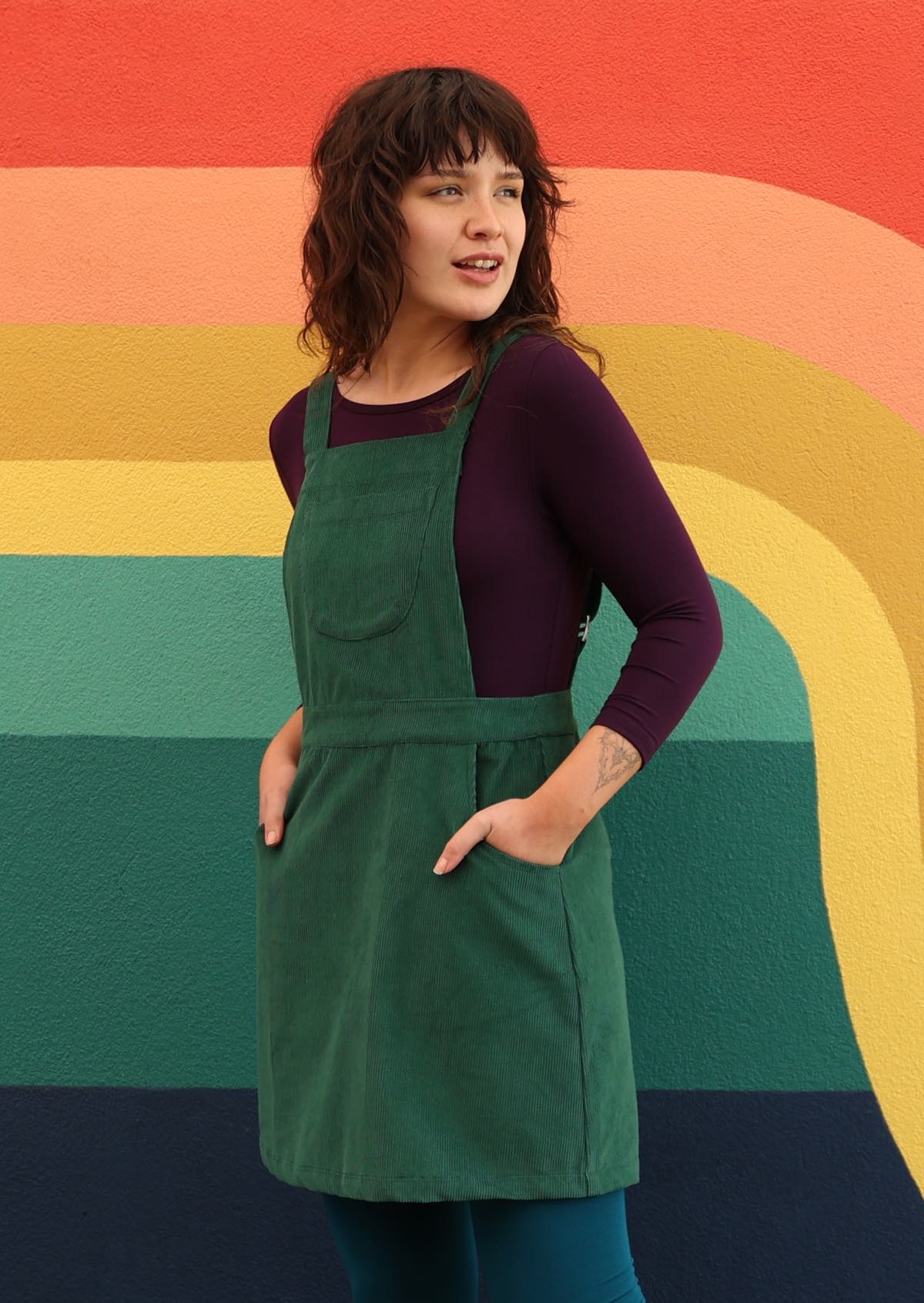 Corduroy Pinafore Hunter Green - Ysert
