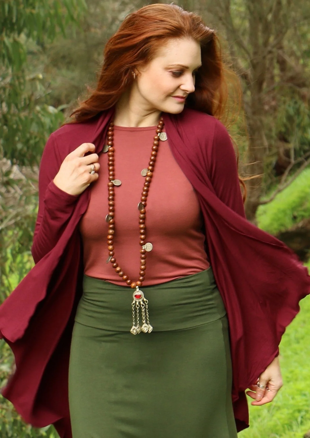 Irregular Hem Stretch Cardi Maroon - Ysert