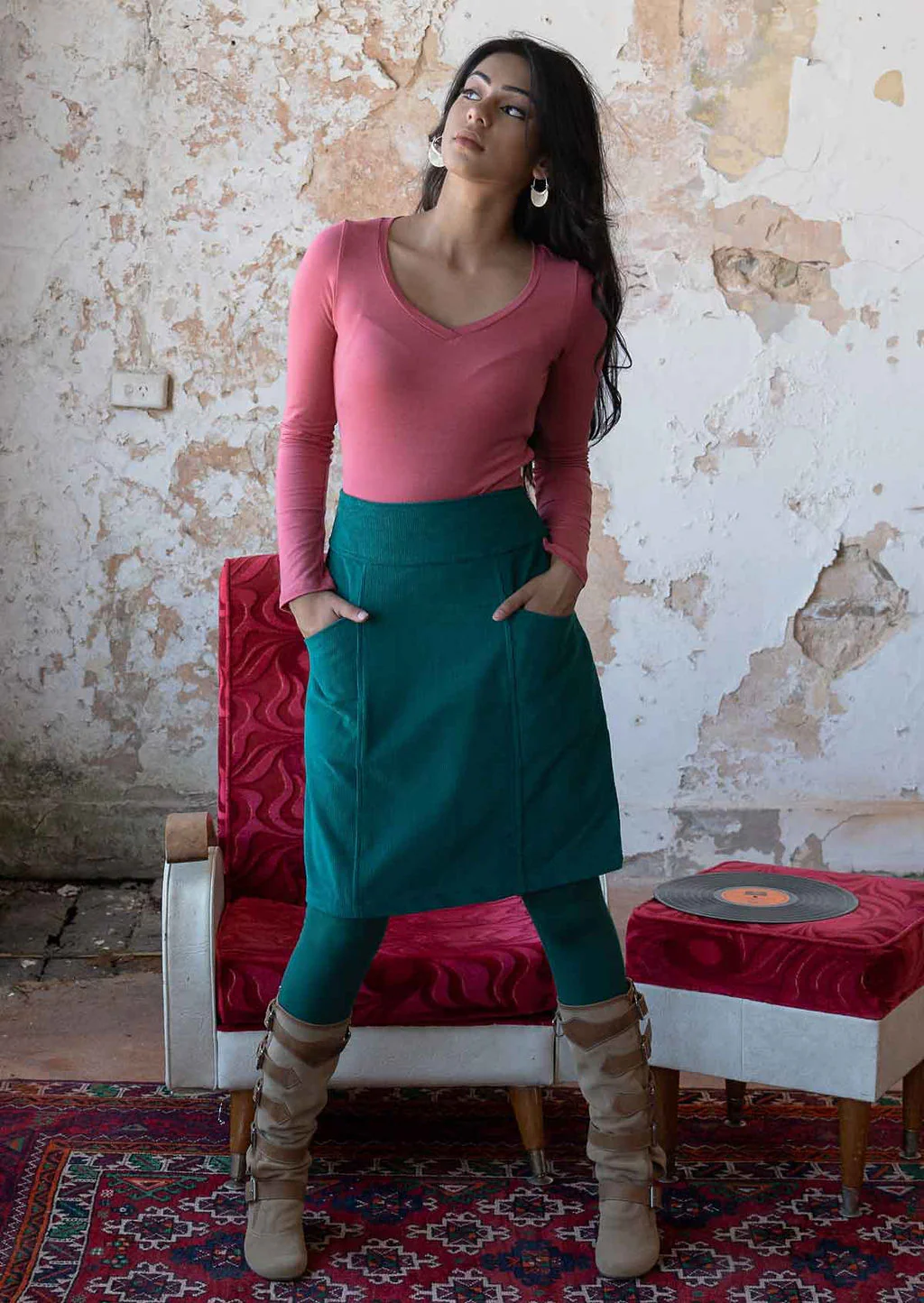 Aalia Corduroy Skirt Everglade - Ysert