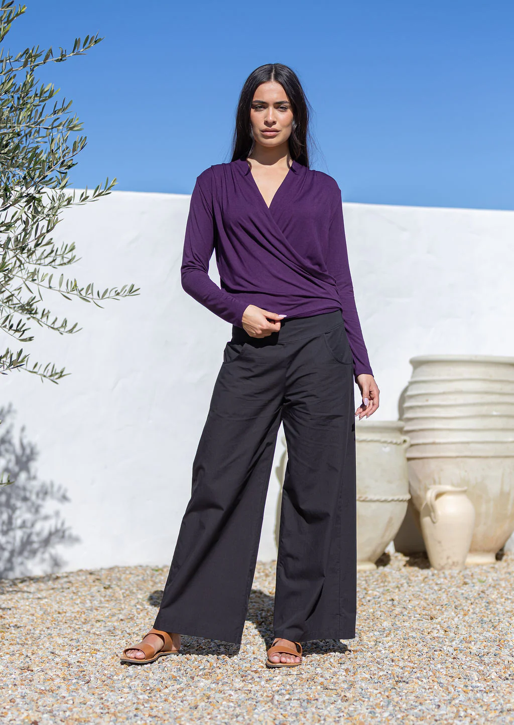 False Wrap Top Dark Purple - Ysert