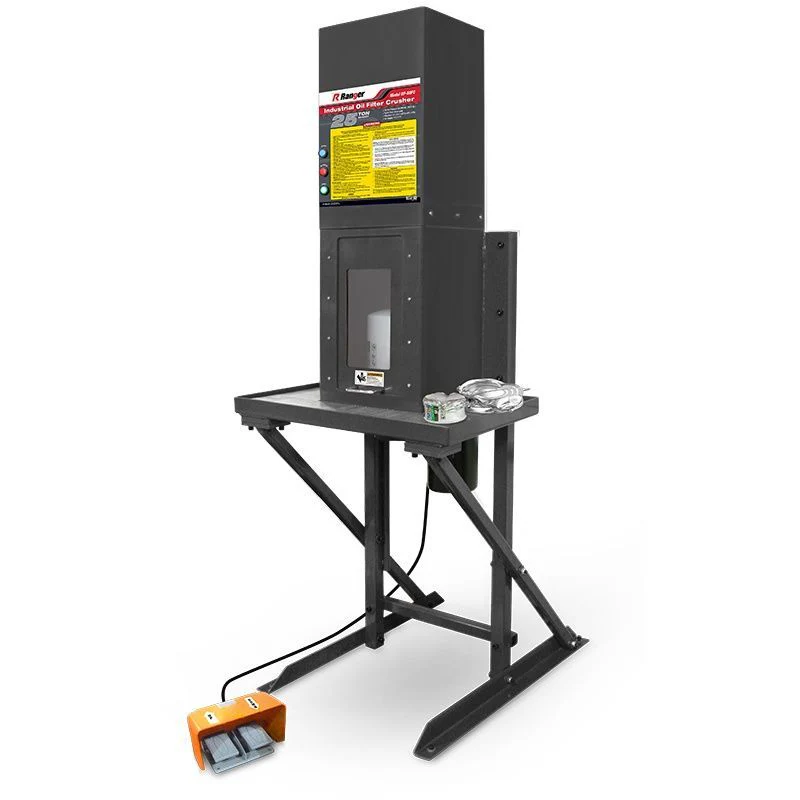 Ranger RP-50FC Electric/Hydraulic Oil Filter Crusher With Stand / 25-Ton Capacity / Heavy-Duty / 208-240V / 1 Ph / 50/60 Hz - Ysert