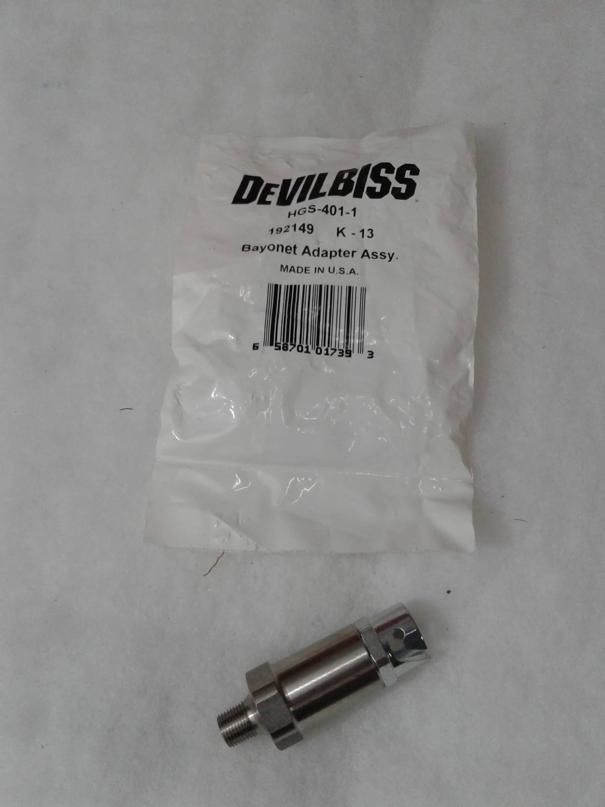 Devilbiss HGS-401-1 192149 K-13 Bayonet Adapter Assembly - Ysert