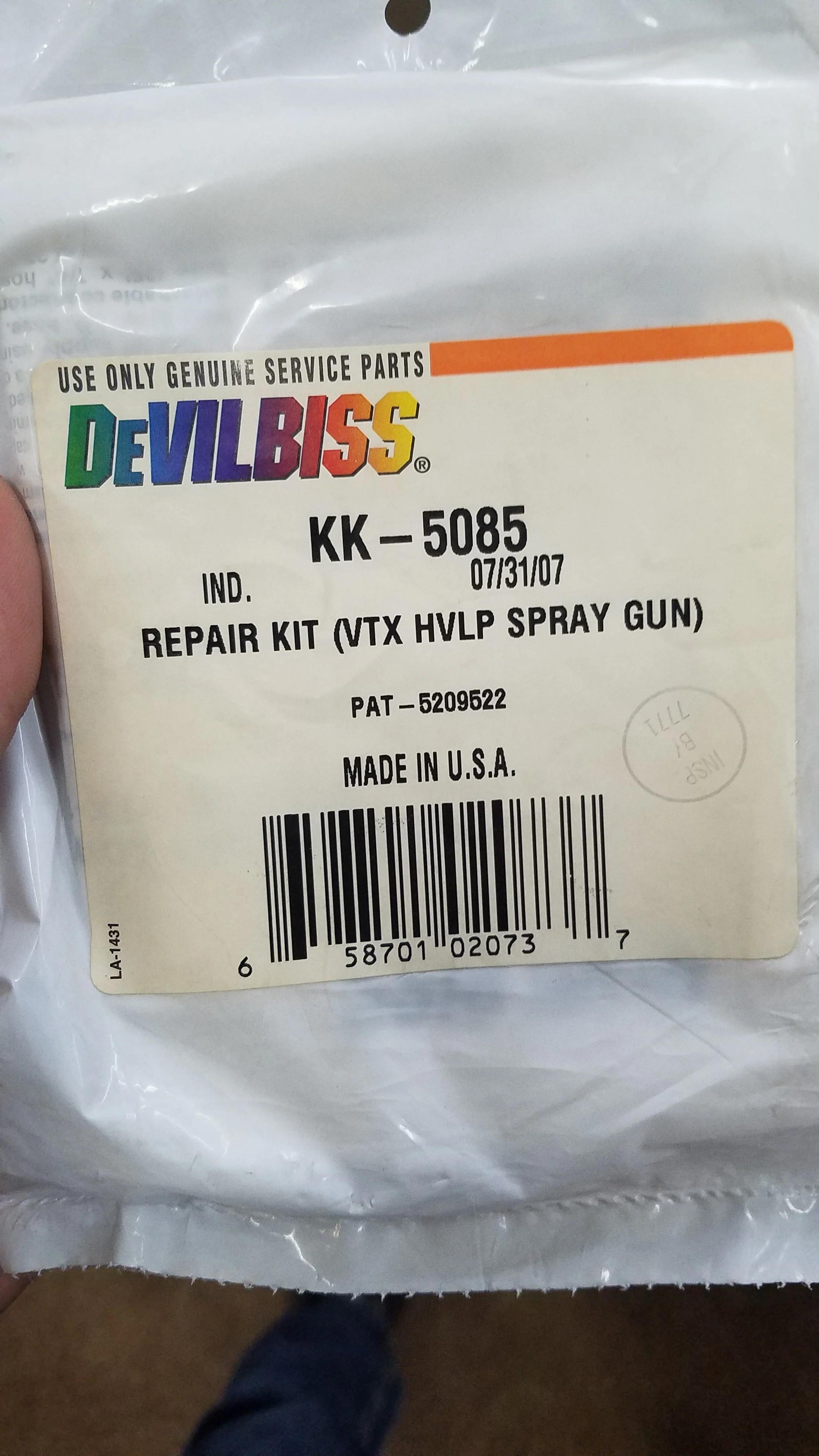 Devilbiss KK-5085 Repair Kit - Ysert