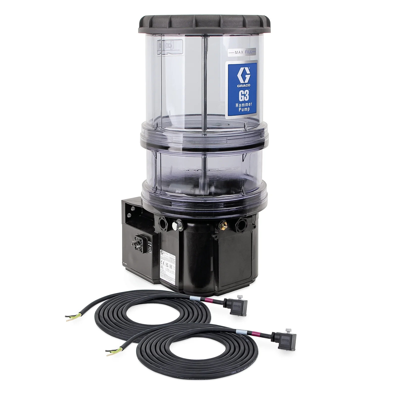 Graco G3™ Hydraulic Breaker/Hammer Chisel Paste Lubrication Pump, 24 VDC, 8 Liter, External Low Level, 2 DIN Cables - Ysert