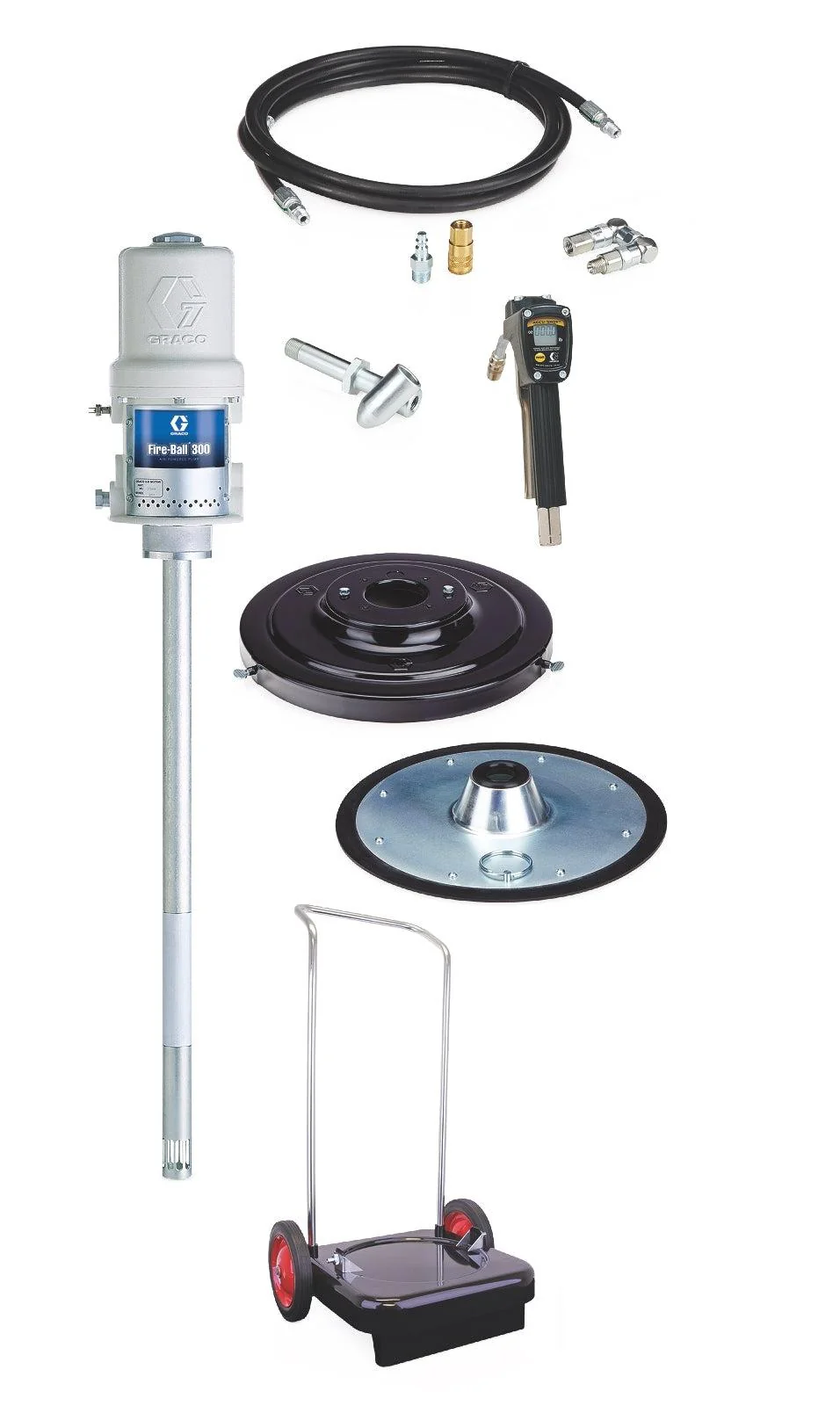Fire-Ball® 300 Series 50:1 120 lb. (54 kg) Grease Pump - Portable CE Package with 2-Wheel Cart - Ysert