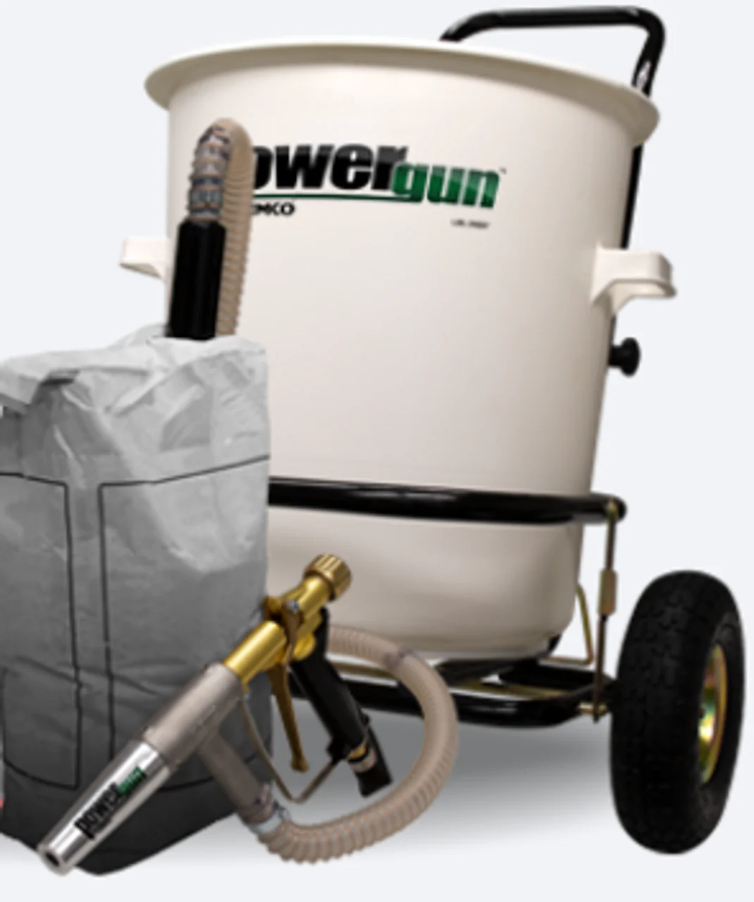 Clemco Sandblast Power Gun w/ 30-ft Air & Material hose (W/ HOPPER & CART) - Ysert