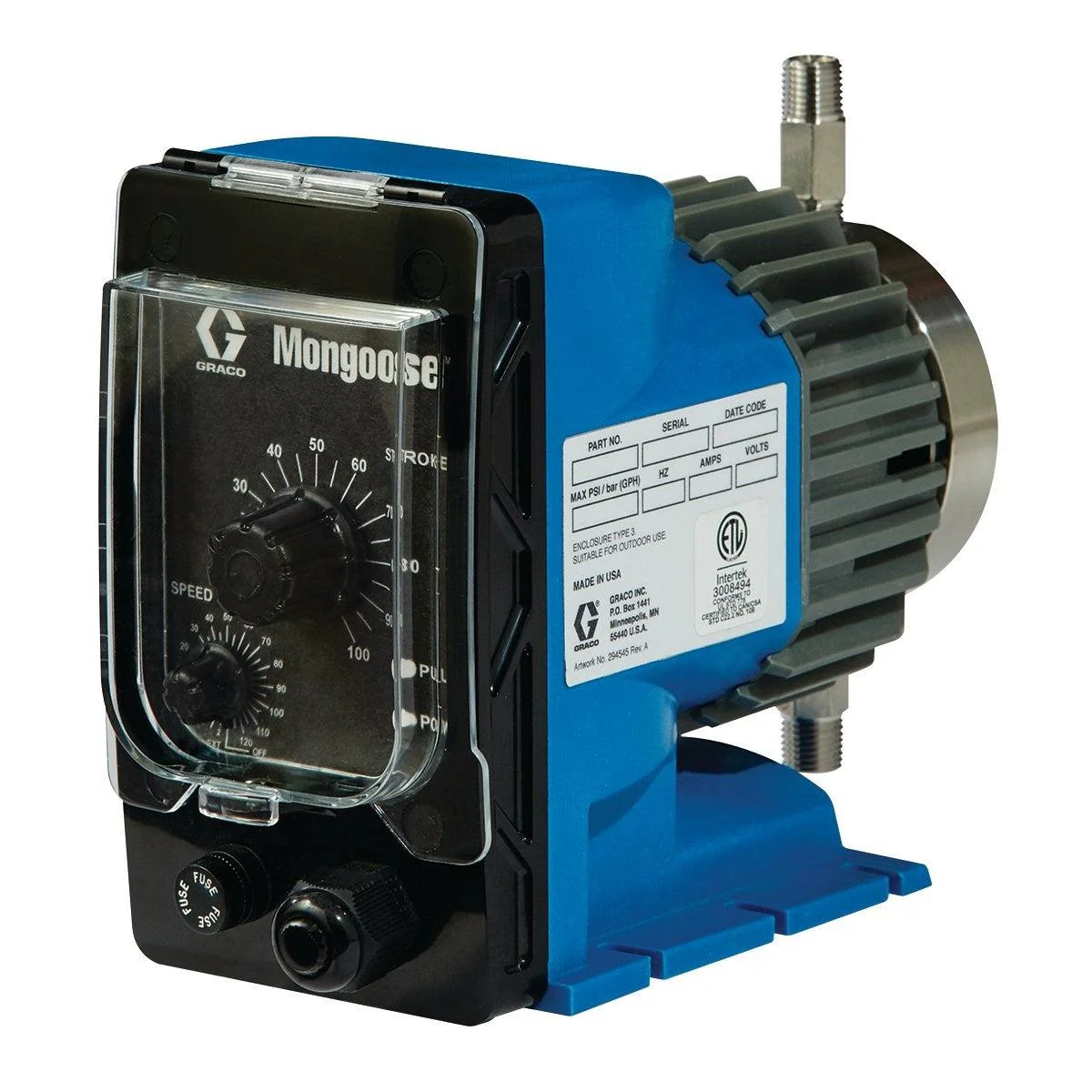 Graco Mongoose PVDF Metering Electric Diaphragm Pump (120 VAC, 30 GDP, 110 PSI) - Ysert