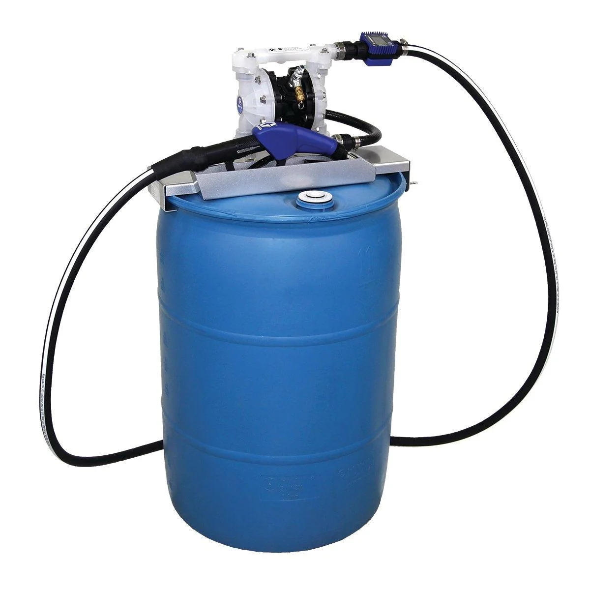 SD™ Blue Pump Drum Package - 2 ft (0.61 m) Suction Hose Length - Automatic Nozzle - SST Clamp Fittings - Ysert