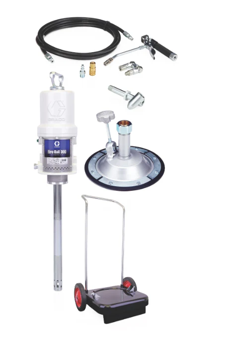 Graco 226012 Fire-Ball® 300 Series 50:1 50 Lb. (23 Kg) Grease Pump - Cart-Mounted Pail Topper Package - Ysert