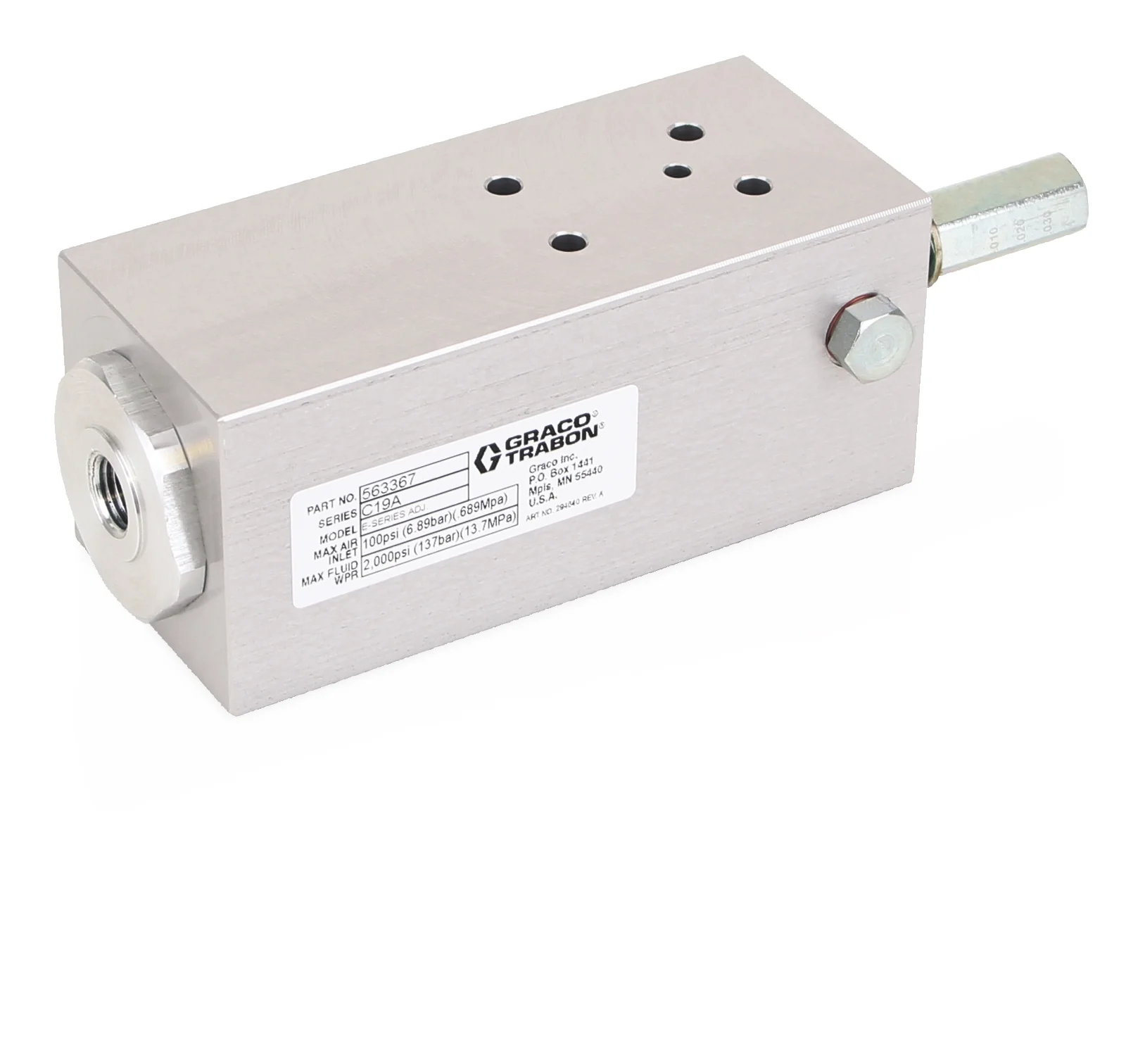 Graco E-Series™ Adjustable Output Pump - 0.01- 0.03 in³ (0.16-0.49 cm³) - not fitted with Rupture Disc Assembly - Ysert