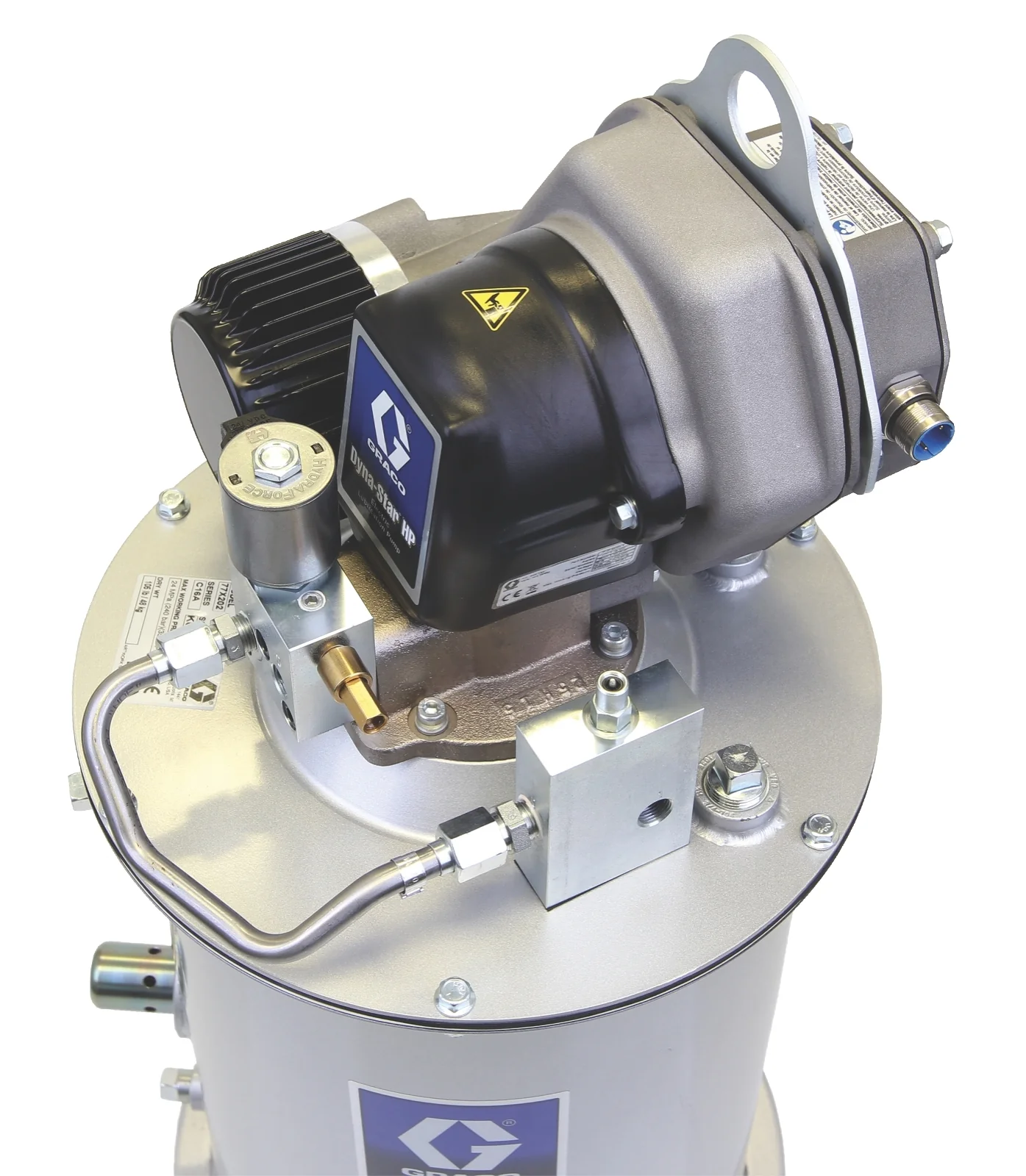 Graco Electric Dyna-Star® 24 VDC HP Injector Module with Pump, Tube-in-Tube, Vent Valve, Low-Level, Cover, Tank, AFSO for 60 lb (27 kg). Reservoir - Ysert