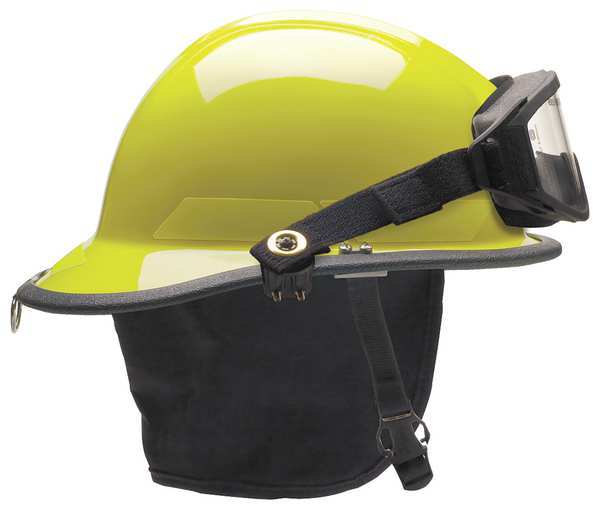 Bullard Fire Helmet, Modern Style (Lime-Yellow Thermoplastic, w/ Goggles) - Ysert