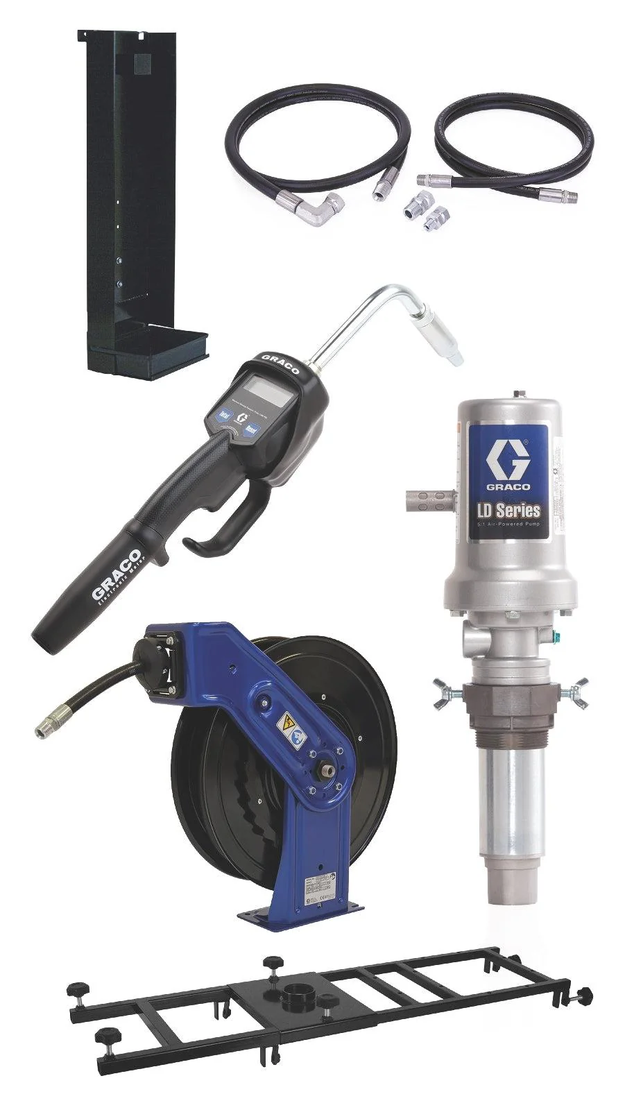 Graco LD Series 5:1 Universal Pump Package with Hose Reel - Manual Meter, Rigid Extension, NPT - Ysert