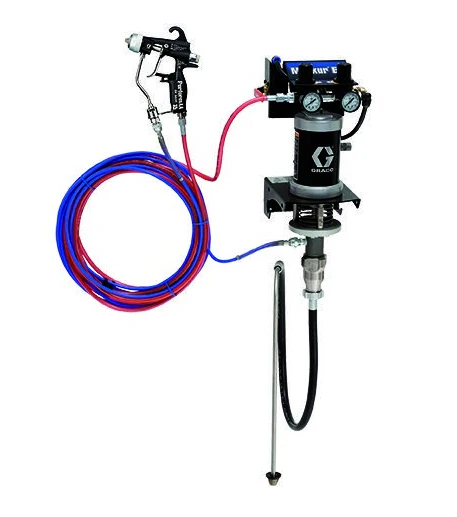Graco 24F158 15:1 Merkur Es Air Assisted Package, 0.4 Gpm (1.5 Lpm) Fluid Flow, Wall Mount, With Performaa 15 Gun, Suction Hose, and Stainless Steel - Ysert