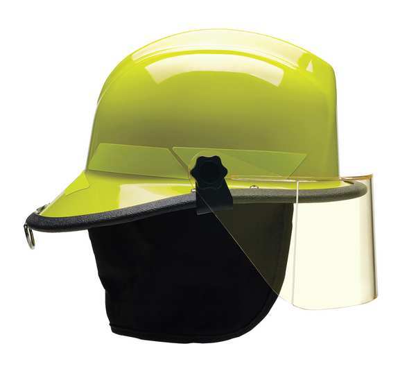 Bullard Fire Helmet, Modern Style (Lime-Yellow Thermoplastic, w/ Quick-AttachTM) 4 in Faceshield) - Ysert