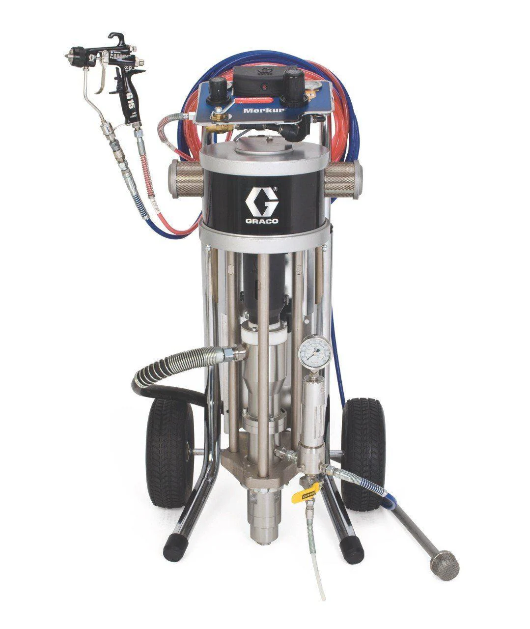 Graco Merkur Bellows 3500 PSI @ 1.6 GPM 35:1 V-Packing Cart Mount Piston Pump w/ Air-Assisted Airless (AA) Package - Ysert