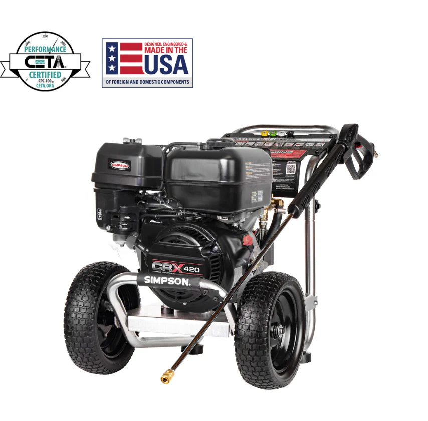 Simpson 61399 Rental Series IR61399 49-State 4400 PSI at 4.0 GPM CRX® 420cc with AAA® Triplex Pump Cold Water Gas Professional Pressure Washer - Ysert