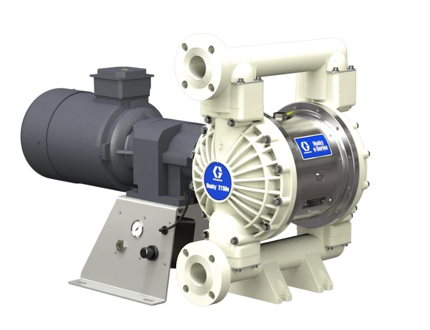 Graco 656427 Husky 2150e 2 in. PFVD Electric Diaphragm Pump; 7.5 Hp AC Motor, 240V CMPSR, End Port Flange, SS Center, PV Seat, PT Ball, PT Diaphragm - Ysert
