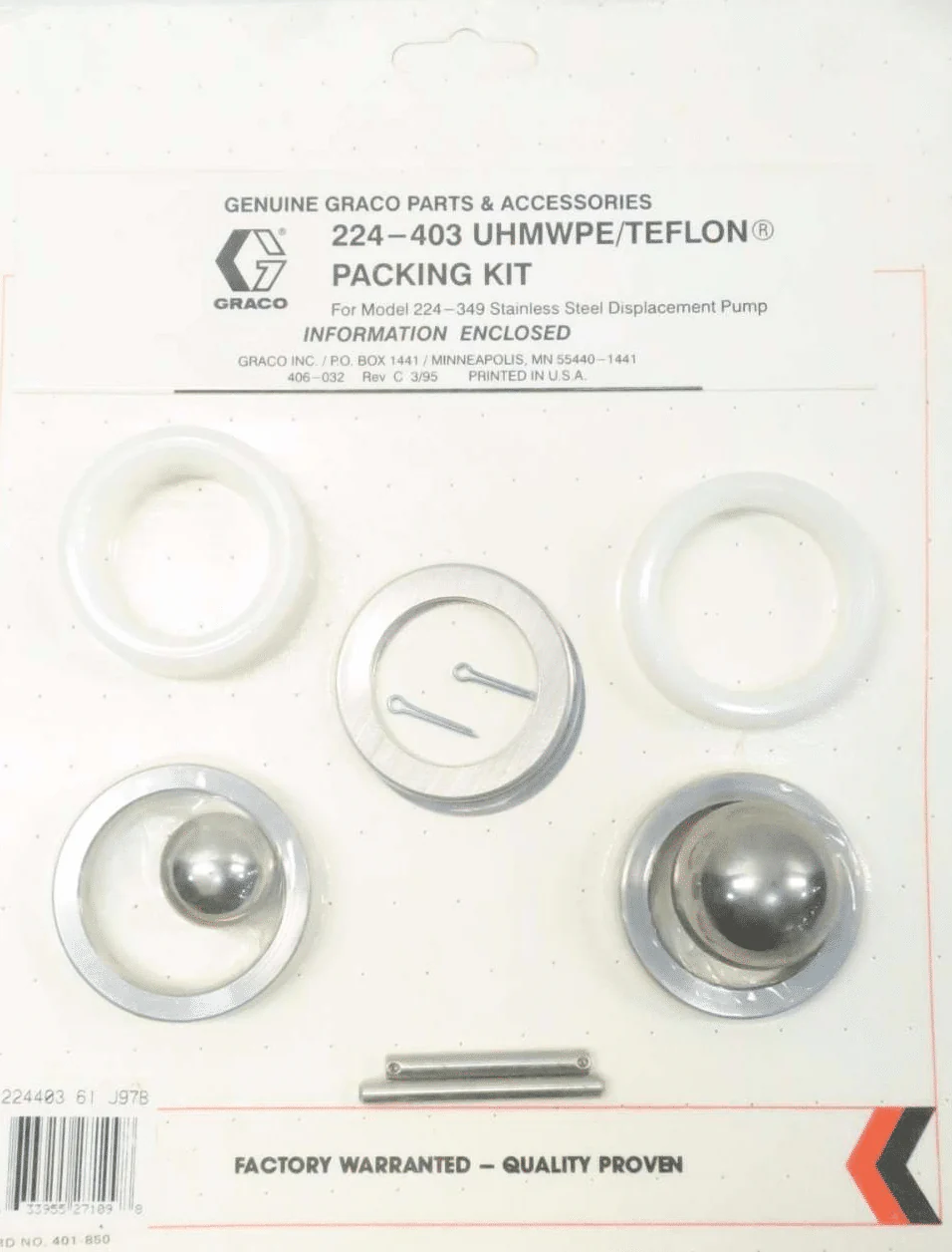 Graco 224403 Repair Kit with Polyethylene & Teflon Packings - Ysert