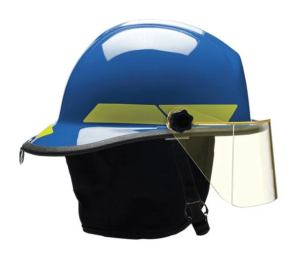 Bullard Fire Helmet, Modern Style (Blue Thermoplastic, w/ 4 in Faceshield) - Ysert