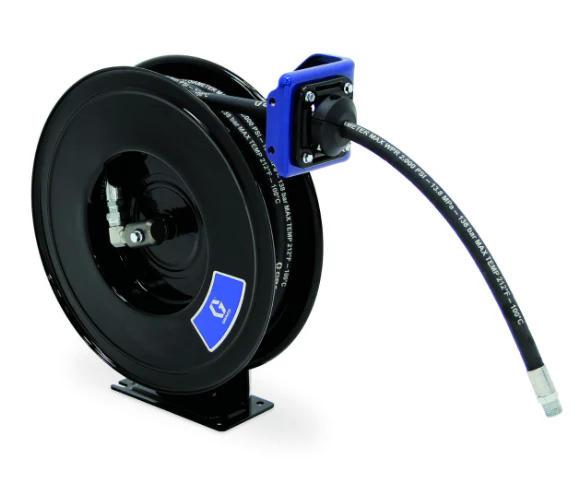 Graco SDM33B SDX™ 10, Oil, 1/2 in (13 mm) Inlet, 1/2 in X 35 ft (13 mm X 11 m) Hose, NPT, Overhead Mount, Metallic Blue - Ysert