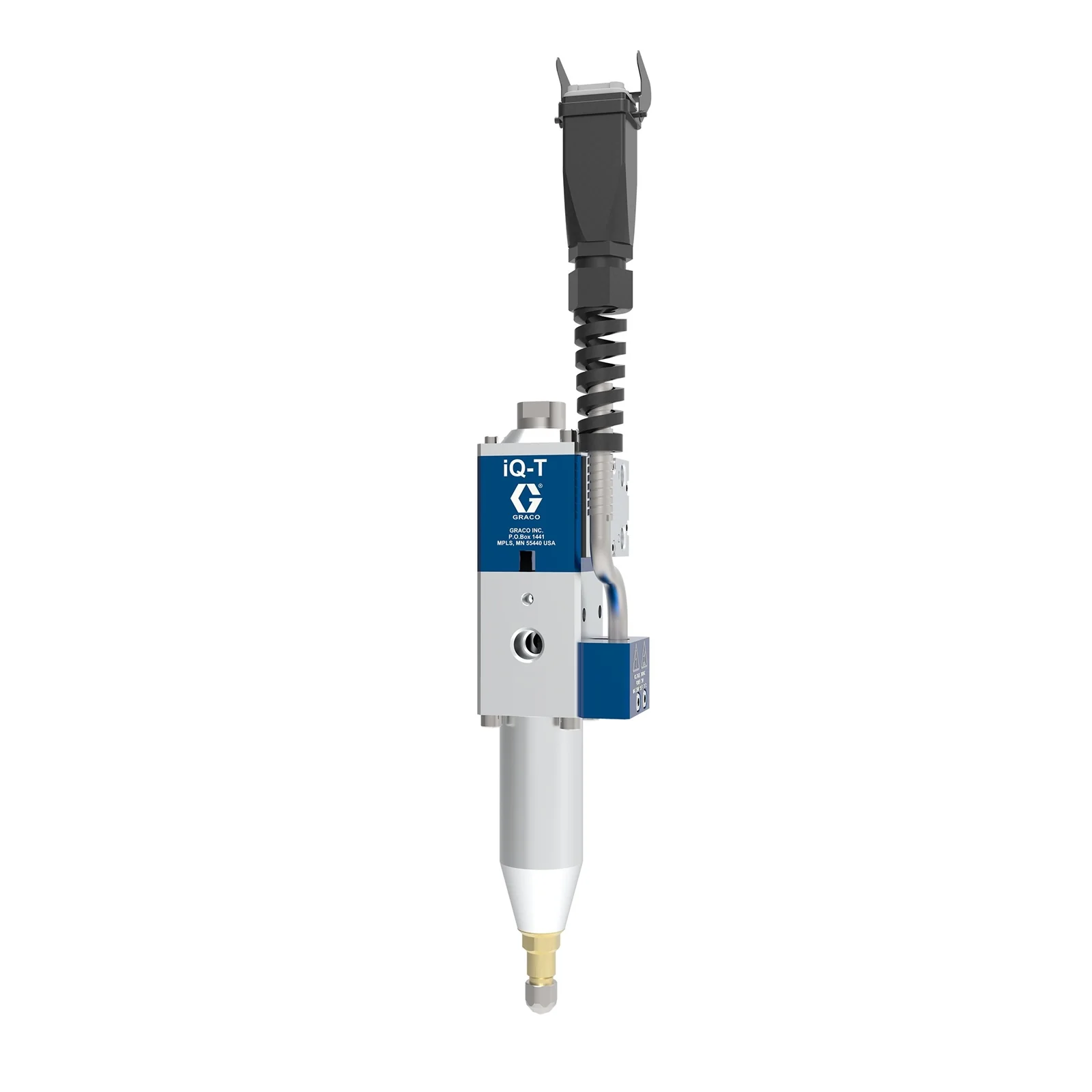iQ Dispense Valve, Elite Tip-Seal, Heated, 0.098in (2.5mm) Tip, 2.36in (60mm) Nozzle, Remote Mount Solenoid - Ysert