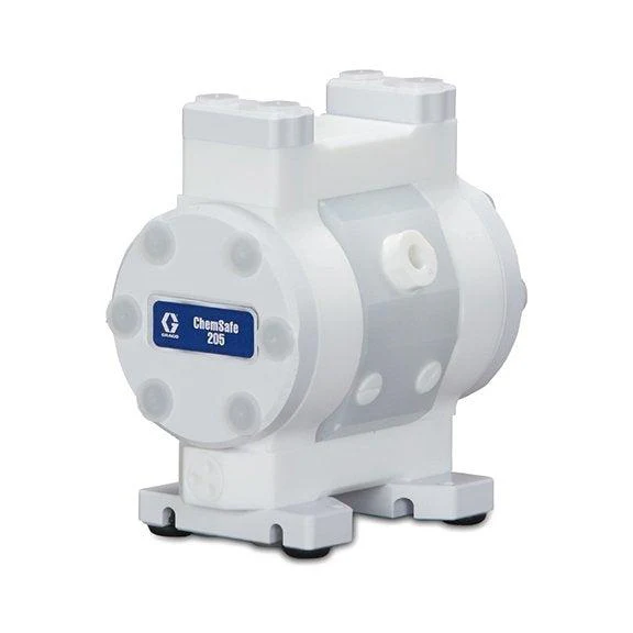 Graco ChemSafe™ 205 - 2.5 GPM - Air Operated Double Diaph. Plastic Pump w/UHMWPE Seat, PTFE Ball, Overmolded Buna-N Diaph., & UHMWPE Fluid Path - Ysert