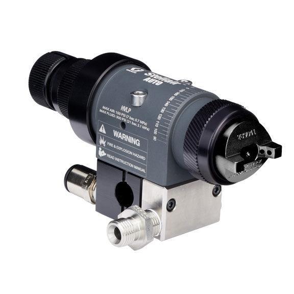 Stellair automatic air spray gun, HVLP, 0.055 in (1.4 mm) nozzle for general applications with a fluid control knob, with a side inlet manifold (imperial) - Ysert