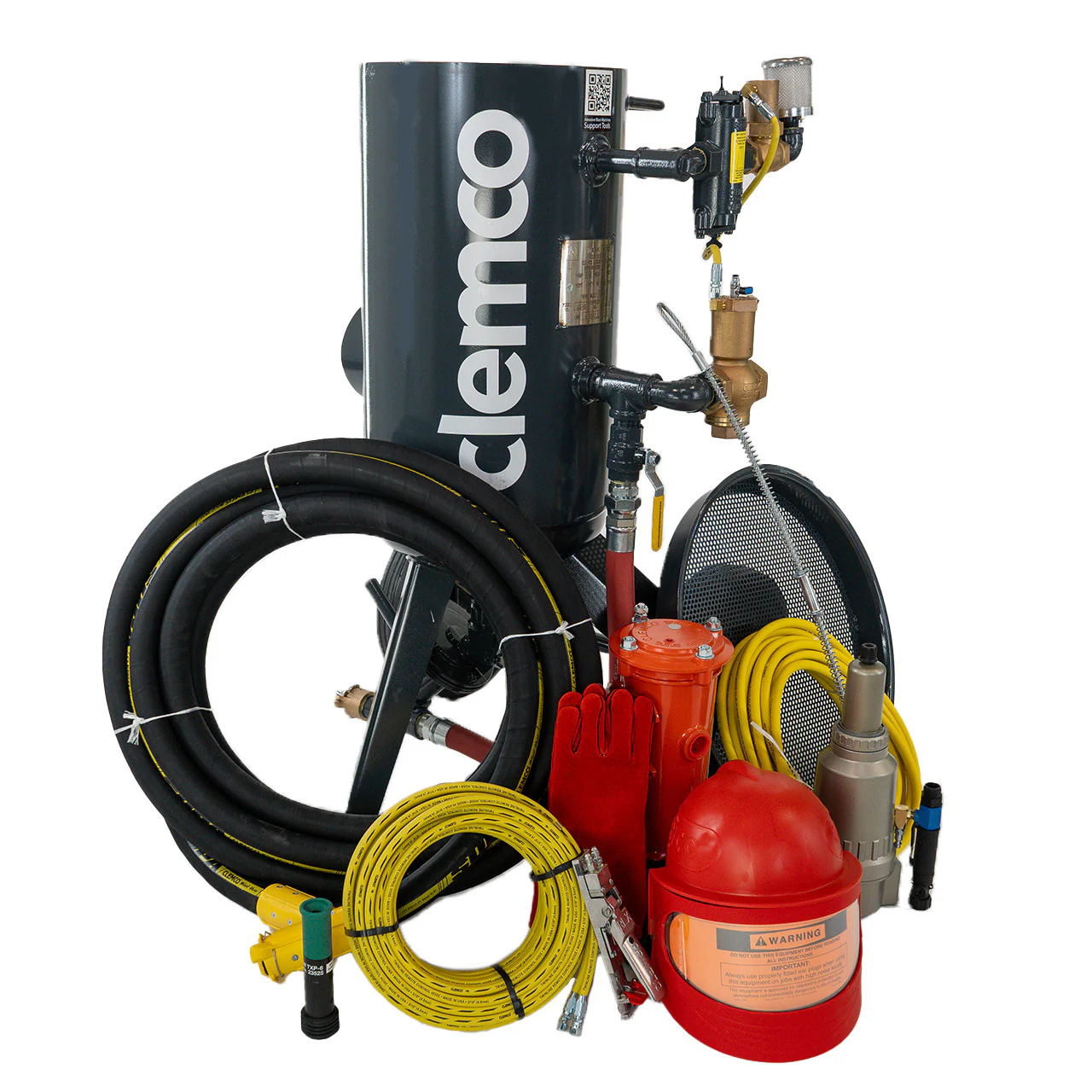 Clemco 23909 3 Cubic Foot Blast Machine Packages with 1-1/4” piping  16” diameter - Auto Quantum Valve with Abrasive Cut off Switch - SaFety Gear - Ysert