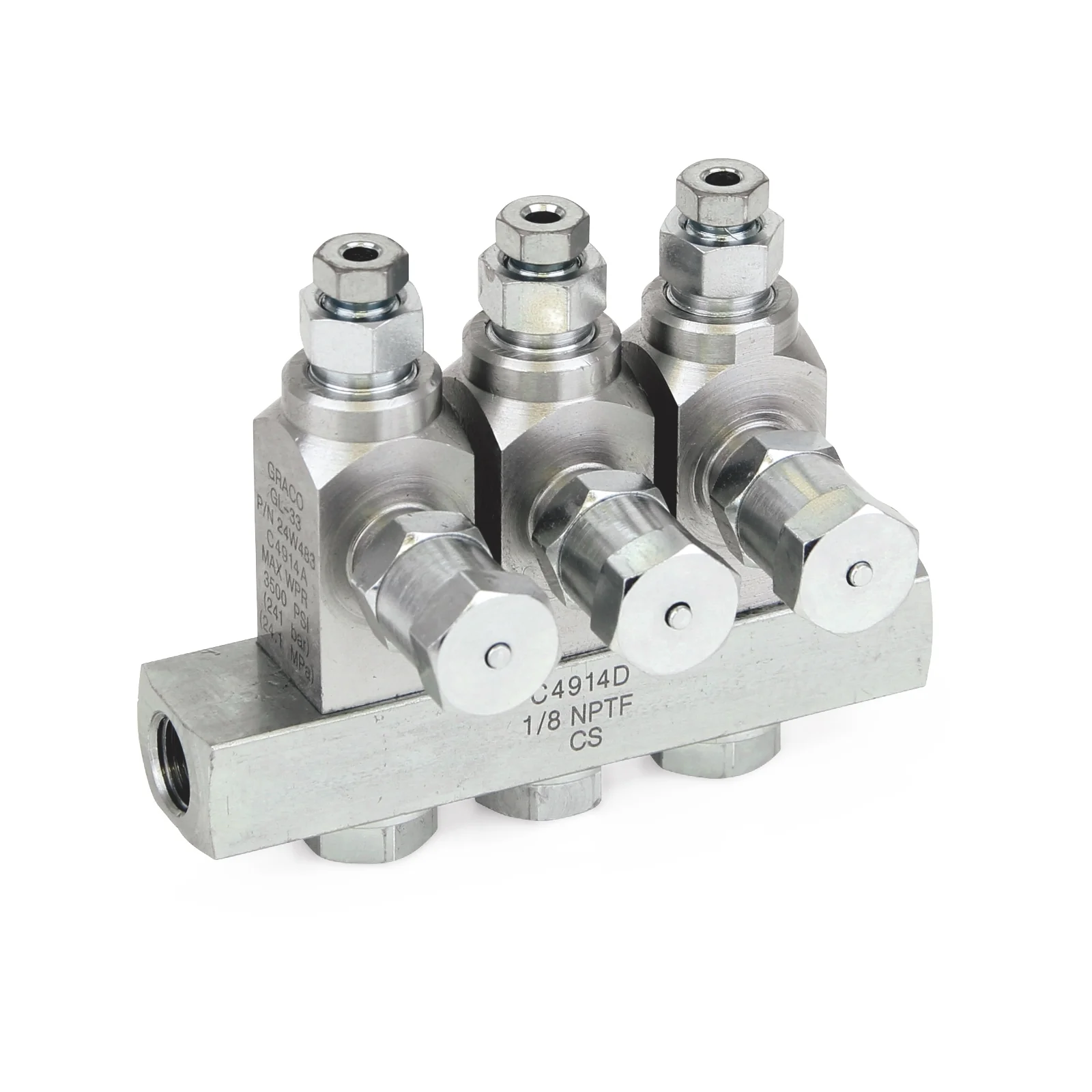 Graco GL-42™ Oil Injector, Carbon Steel, 3 Injector Manifold, 1/8 BSPP x 6 mm - Ysert