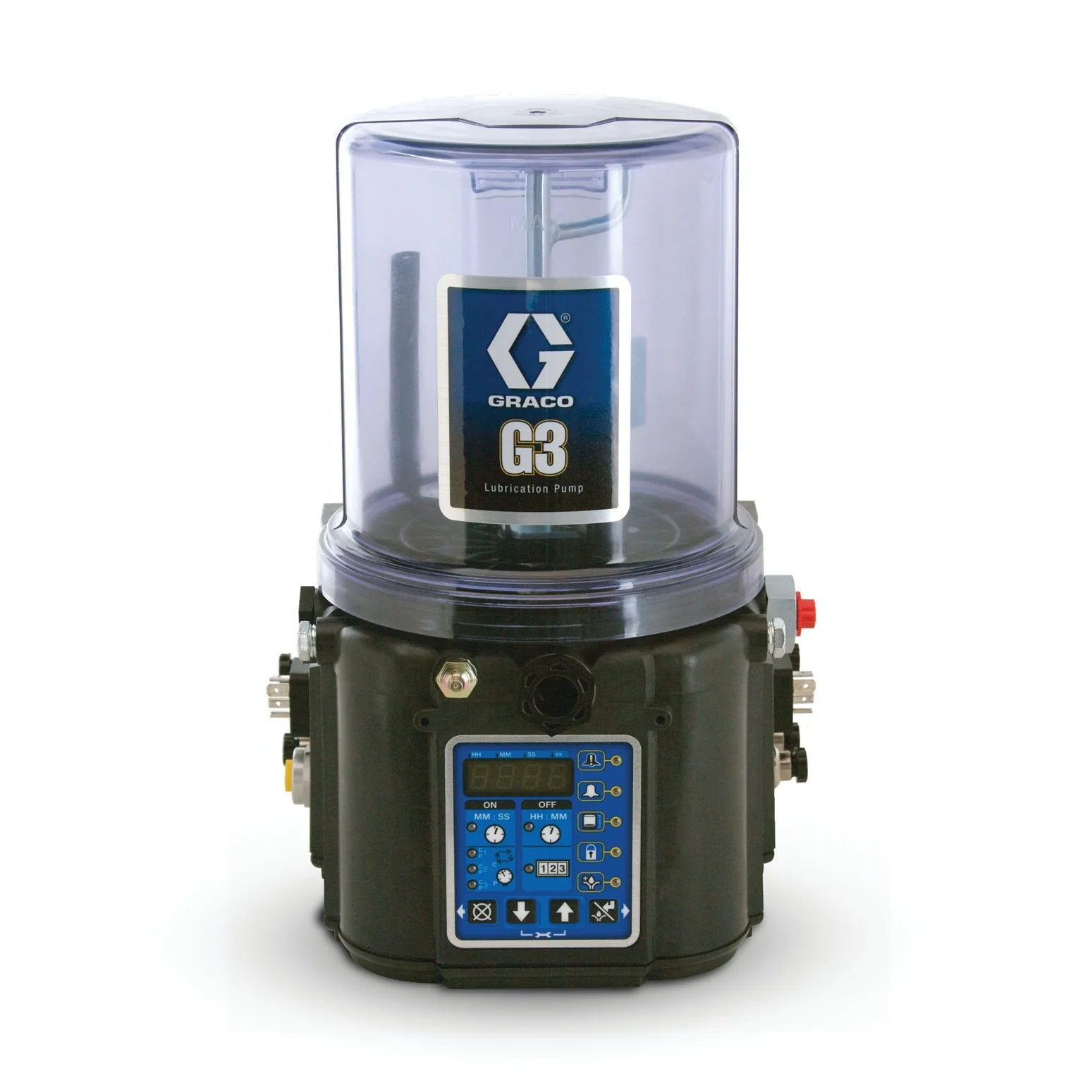 Graco G3™ Max Grease Lubrication Pump, 12 VDC, 4 Liter, Low Level with Controller, 5 Pin CPC, USB, Vent Valve, 1 Sensor - Ysert