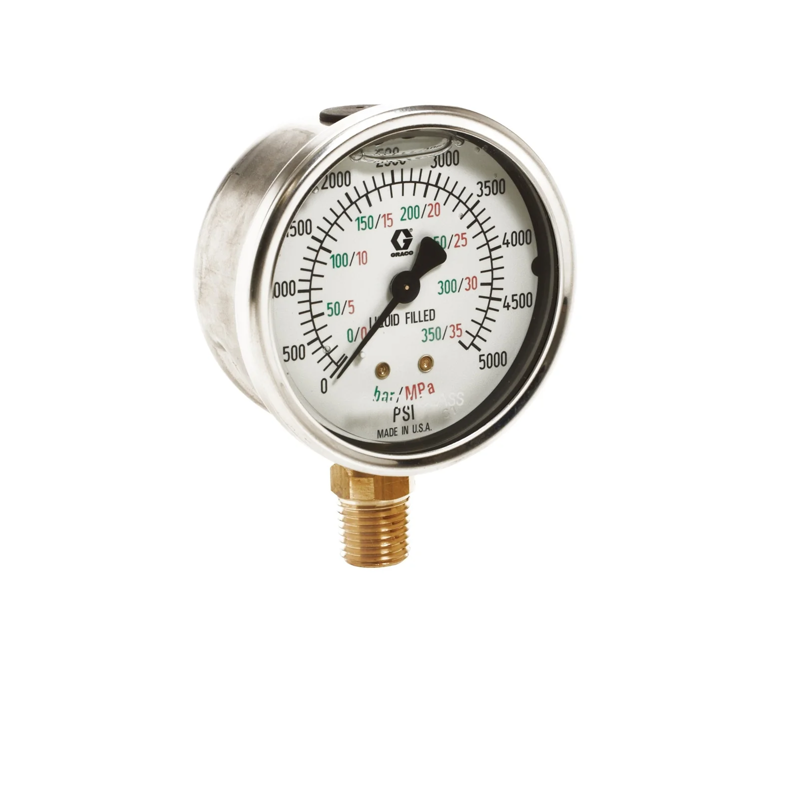 Stainless Steel High Pressure Fluid Gauge, 0-68 bar (0-1000 psi) pressure range - Ysert