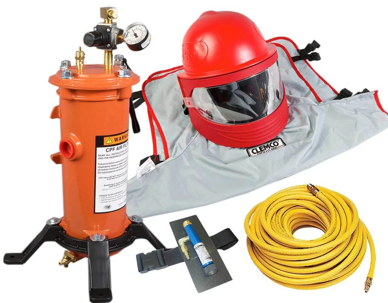 Clemco 25205 Apollo 600 HP DLX w/ 50 ft. Respirator Hose, CPF-20 Air Filter & Cool-Air Tube (CAT) - Ysert