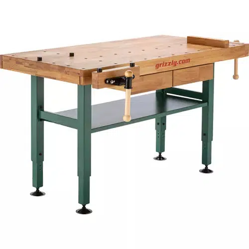 Grizzly T10157 - Heavy-Duty Oak Workbench with Steel Legs - Ysert