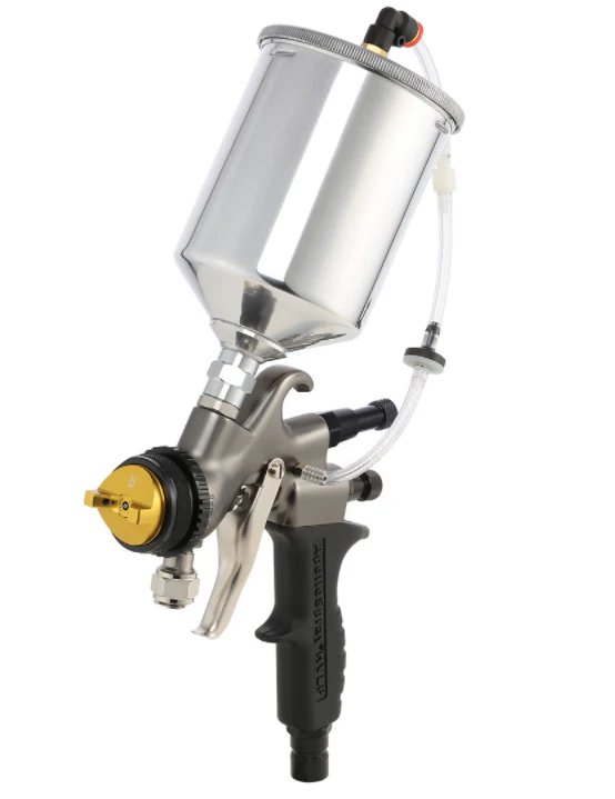 Apollo 7700 Metal Composite Matte Bronze HVLP Compressed Air Spray Gun w/ 600cc Gravity Cup - Ysert