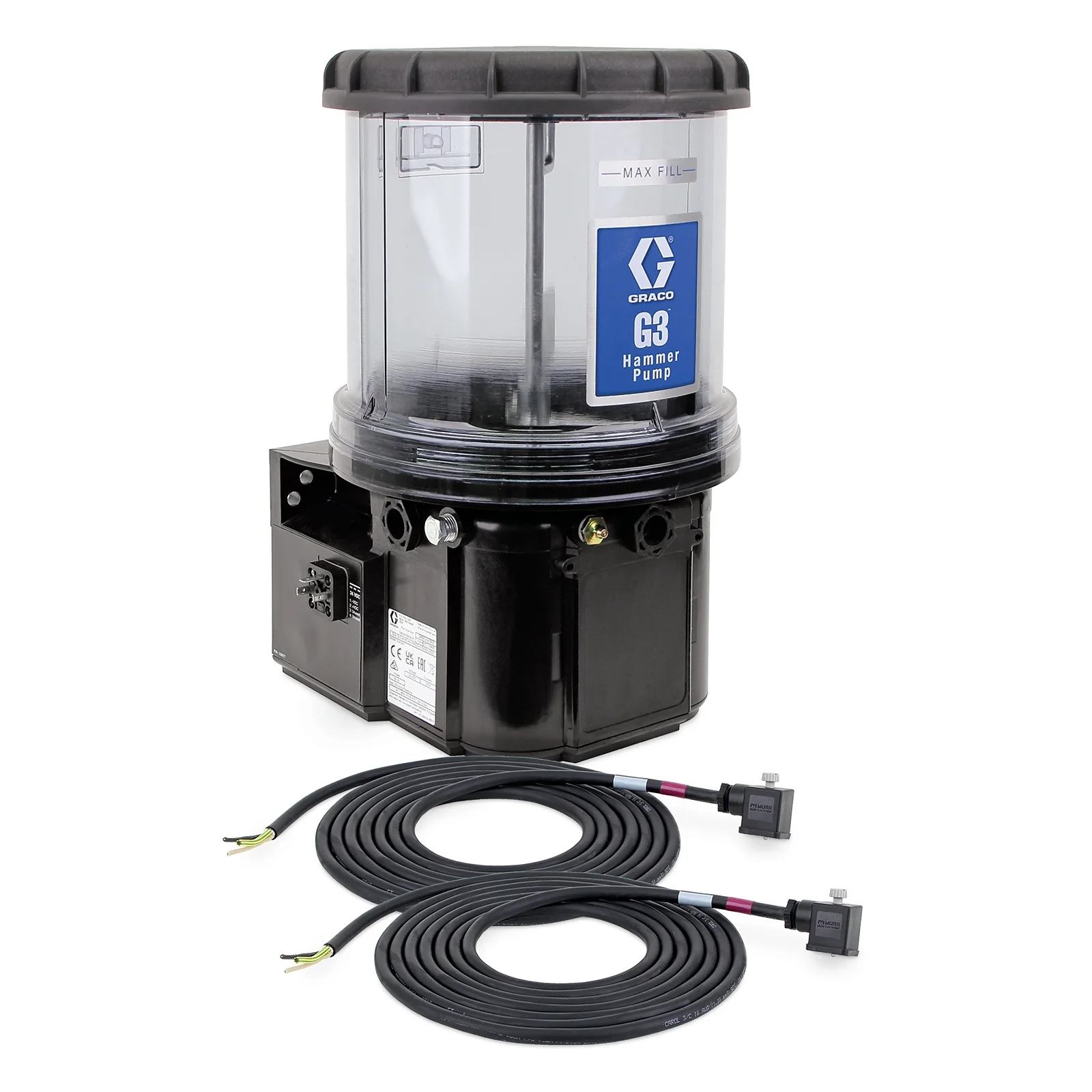 Graco G3™ Hydraulic Breaker/Hammer Chisel Paste Lubrication Pump, 24 VDC, 4 Liter, External Low Level, 2 DIN Cables - Ysert