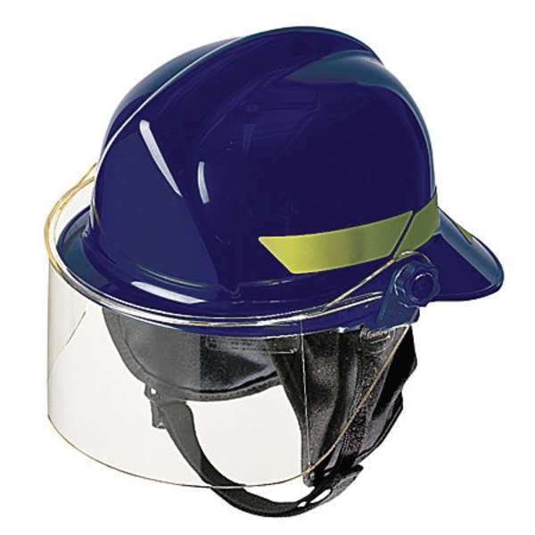 Bullard Fire Helmet, Modern Style (Blue Thermoplastic, w/ Black NomexR) Ear/Neck Protector, Faceshield) - Ysert
