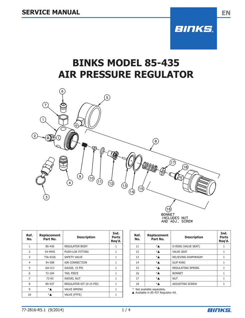 Binks 85-436 Regulator Body - Ysert