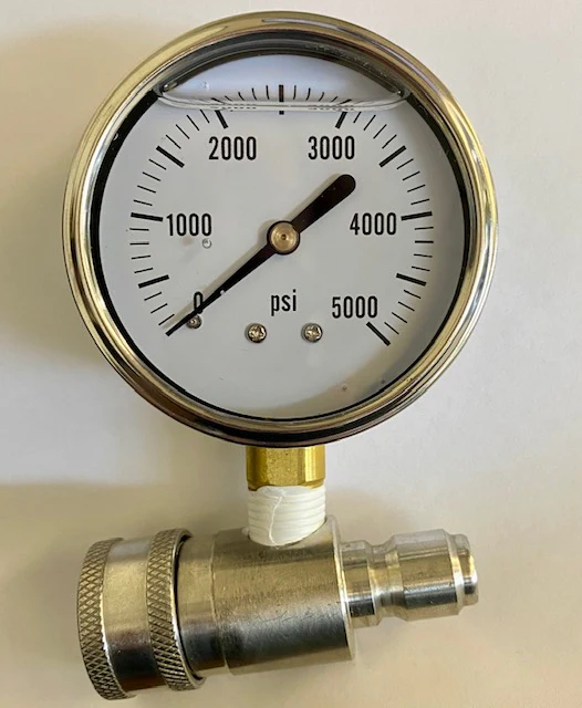 MTM Hydro 5,000 PSI Top Mount Gauge on Stainless QC Fitting - Ysert