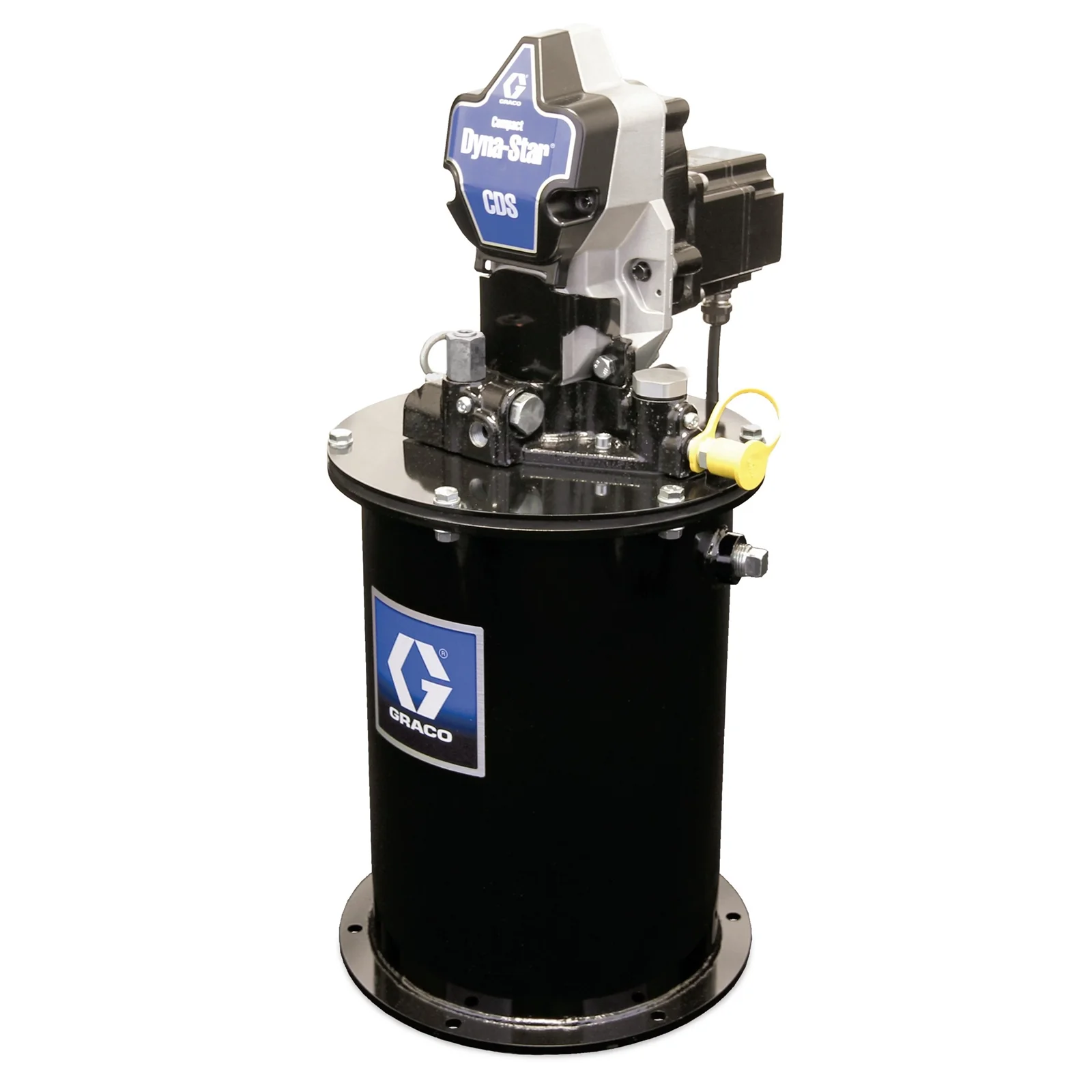 Graco Compact Dyna-Star® 24 VDC Series progressive Grease Pump and 12 L Reservoir, Follower Plate, Low-Level Switch - Ysert