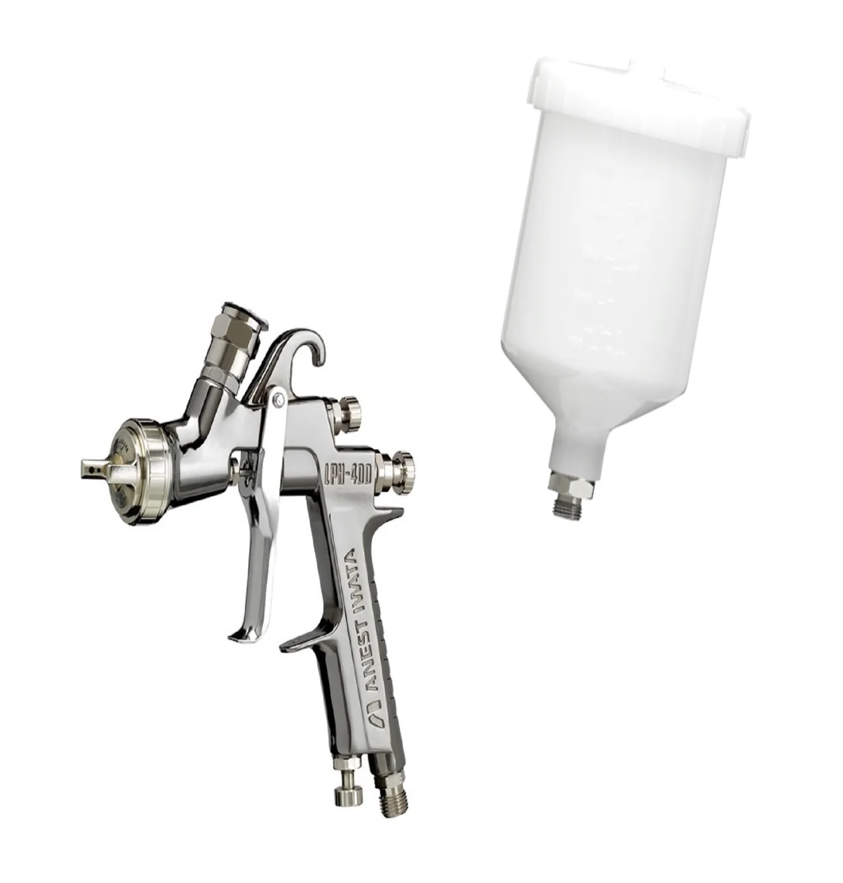 IWATA LPH400-134LV Gravity Feed HVLP Spray Gun w/ PCG6PM 600ML Plastic Gravity Cup - Ysert