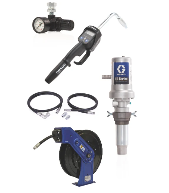 Graco 24K777 Ld Series 3:1 Deluxe Tank Mount Oil Pump With Sd™ Series 1/2 In. X 50 Ft. Hose Reel Package - Preset Meter Type - Ysert