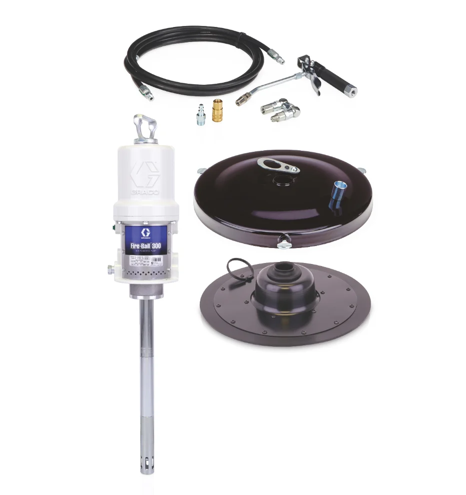 Graco 222069 Fire-Ball® 300 Series 50:1 25 to 50 lb. (11.3 to 23 kg) Grease Pump - Portable Pail Dispenser Package - Ysert