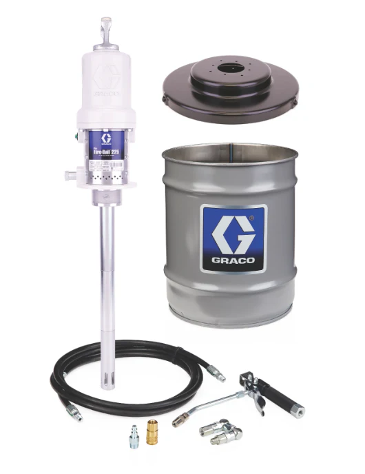 Graco 246911 Mini Fire-Ball® 225 50:1 35 Lb. And 50 Lb. (16 Kg And 23 Kg) Grease Pump - Stationary Pail Dispenser Package - Ysert