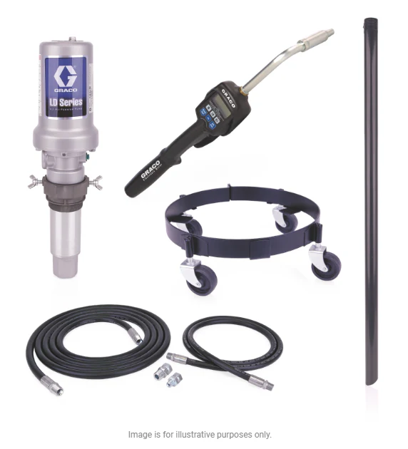 Graco 25C557 Ld Series 5:1 Mobile 16 Gallon Oil Pump Package - Preset Meter, Rigid Extension, Npt - Ysert